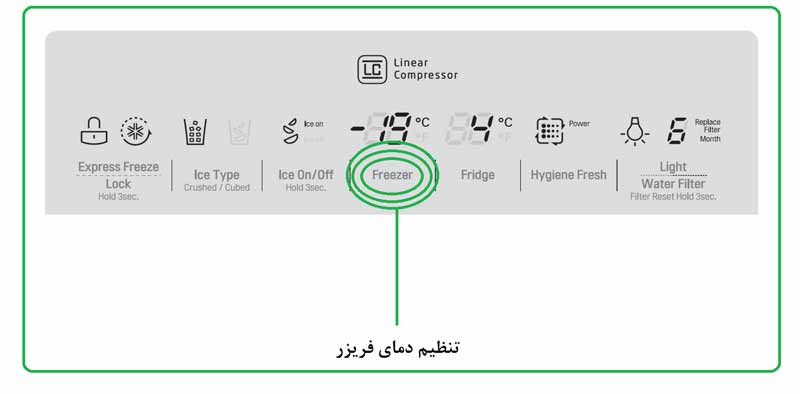 تنظیم دمای فریزر ال جی